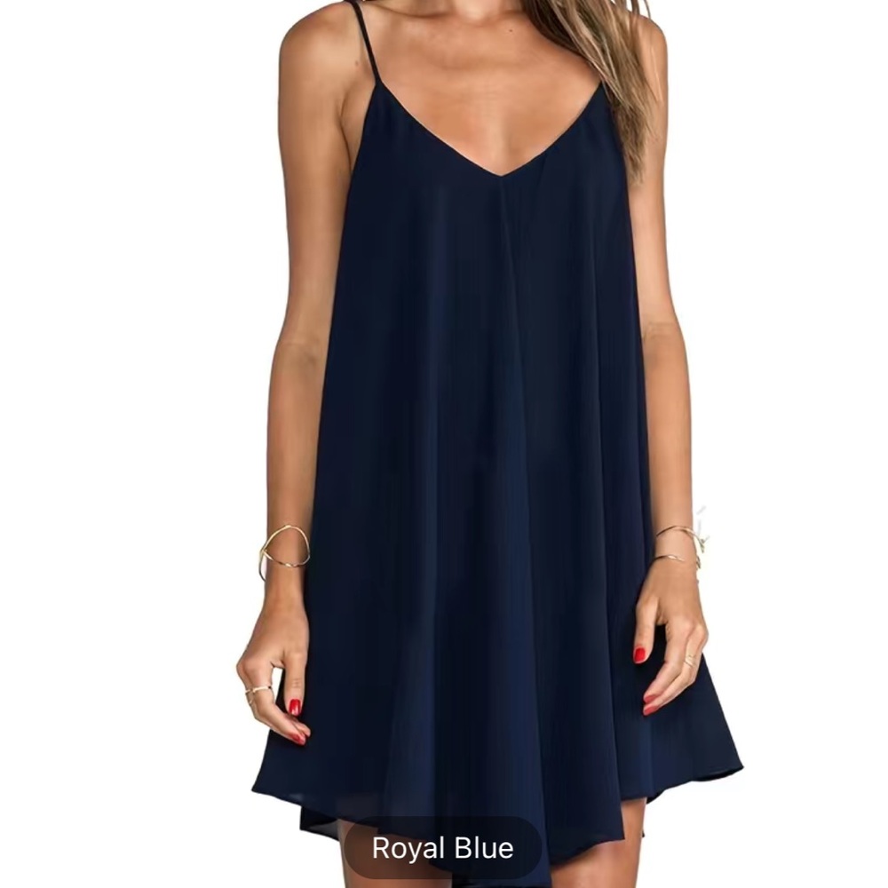 Sexy Deep V Cami Dress,Sleeveless Solid Backless Summer Dress - Picture 3 of 4